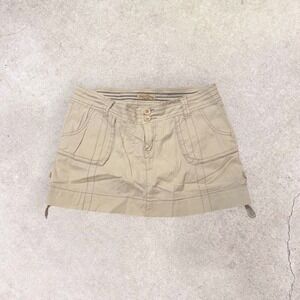 Tan Utility Cargo Mini Skirt Button Detail Size 11